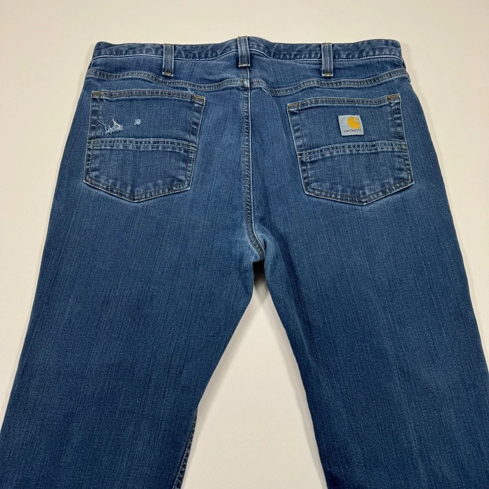 Carhartt Rugged Flex Straight Fit Jeans Mens 36x30 Blue Workwear Distressed